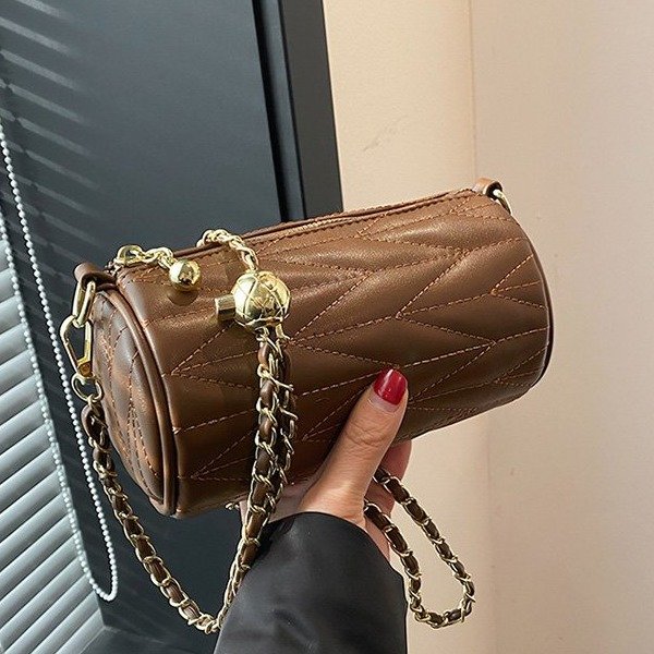 PU Boston Crossbody Bag with Zipper and Stitching
